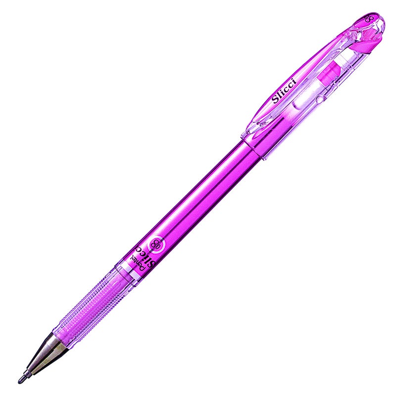 بنتل قلم جل برأس إبرة 0.8 مم من Pentel Arts Slicci Metallic، حبر وردي معدني، صندوق من 12 قطعة (BG208-Mp) - Image 1